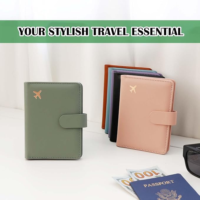 Melsbrinna Premium Leather Passport Holder Covers Case, Waterproof Rfid Blocking Travel Wallet Passport Holder with Pen Holder, Cute Passport Book for Women/Men