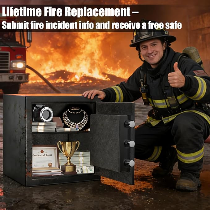 2.0 Cuft Fireproof Safe Box for Home,Digital Keypad,35-Min Fire Protection | 35-Min Fire Protection at 1700°F, Removable Shelf, Smart Alarm & Anti-Pry Security, External Emergency Power, Silent Mode