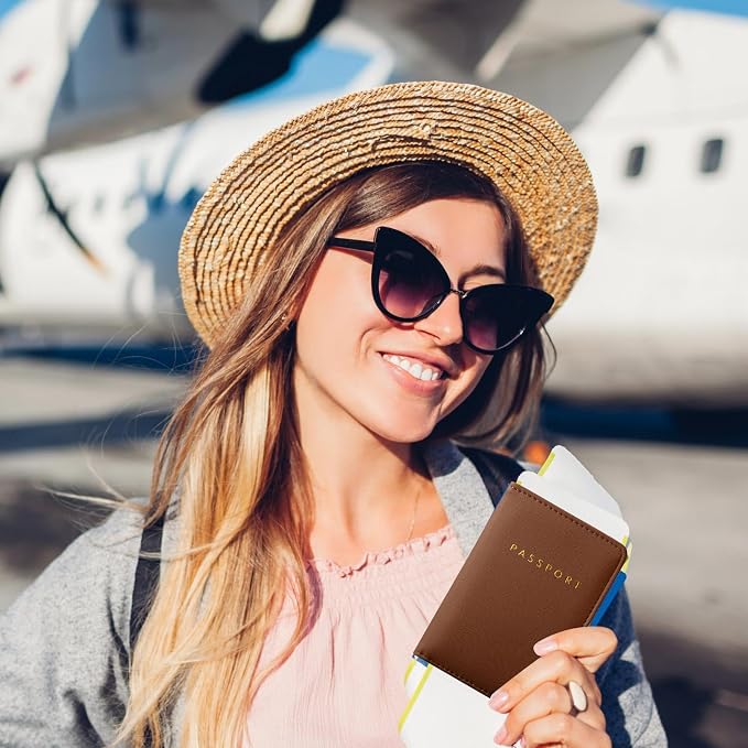 2 Pcs Passport Cover Holder for Travel Waterproof Leather Passport Wallet Case Book Travel Cruise Essentials for Women Men | 2 Pieces