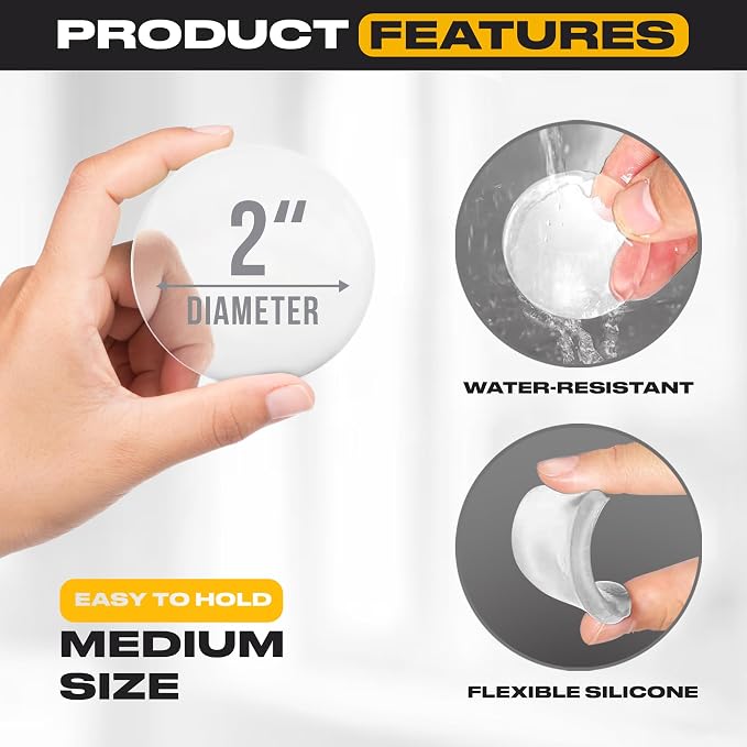 Clear Door Stoppers - Medium 2" (6 Pack) - Door Stoppers for Wall with Strong Back Adhesive - Quiet and Shock Absorbent Silicone Wall Protectors from Door Knobs - Protects Every Surface