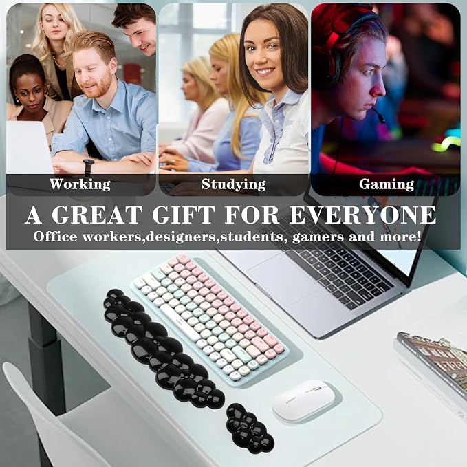 Gel Cloud Keyboard and Mouse Wrist Rest, Cute Wrist Support and Arm Support Keyboard Rest for Keyboard and Mouse Typing Pain Relief,Suitable for Office/Computer/Laptop/Gaming (Transparent Black)