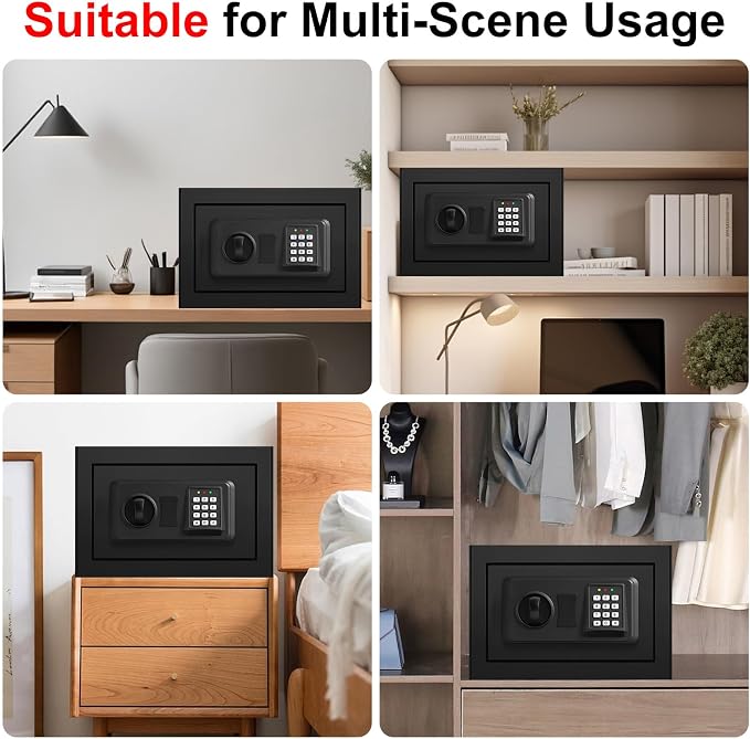 1.0 Cub Small Safes for Home Use Fire and Water Proof, Digital Security Fire Safe Box with Combination Lock, Spare Keys and Removable Shelf, Home Safe Fireproof Waterproof for Document Money Valuables