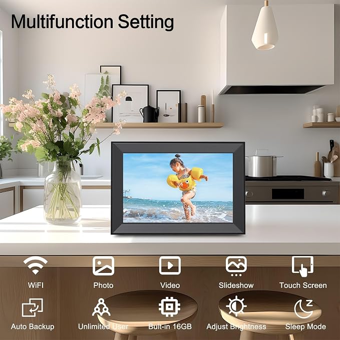 Frameo Digital Picture Frame, Smart WiFi Digital Photo Frame with 10.1 Inch HD IPS Touch Screen, Auto-Rotate, Send Pictures from Anywhere via Frameo App, Great Gift for Mom and Women
