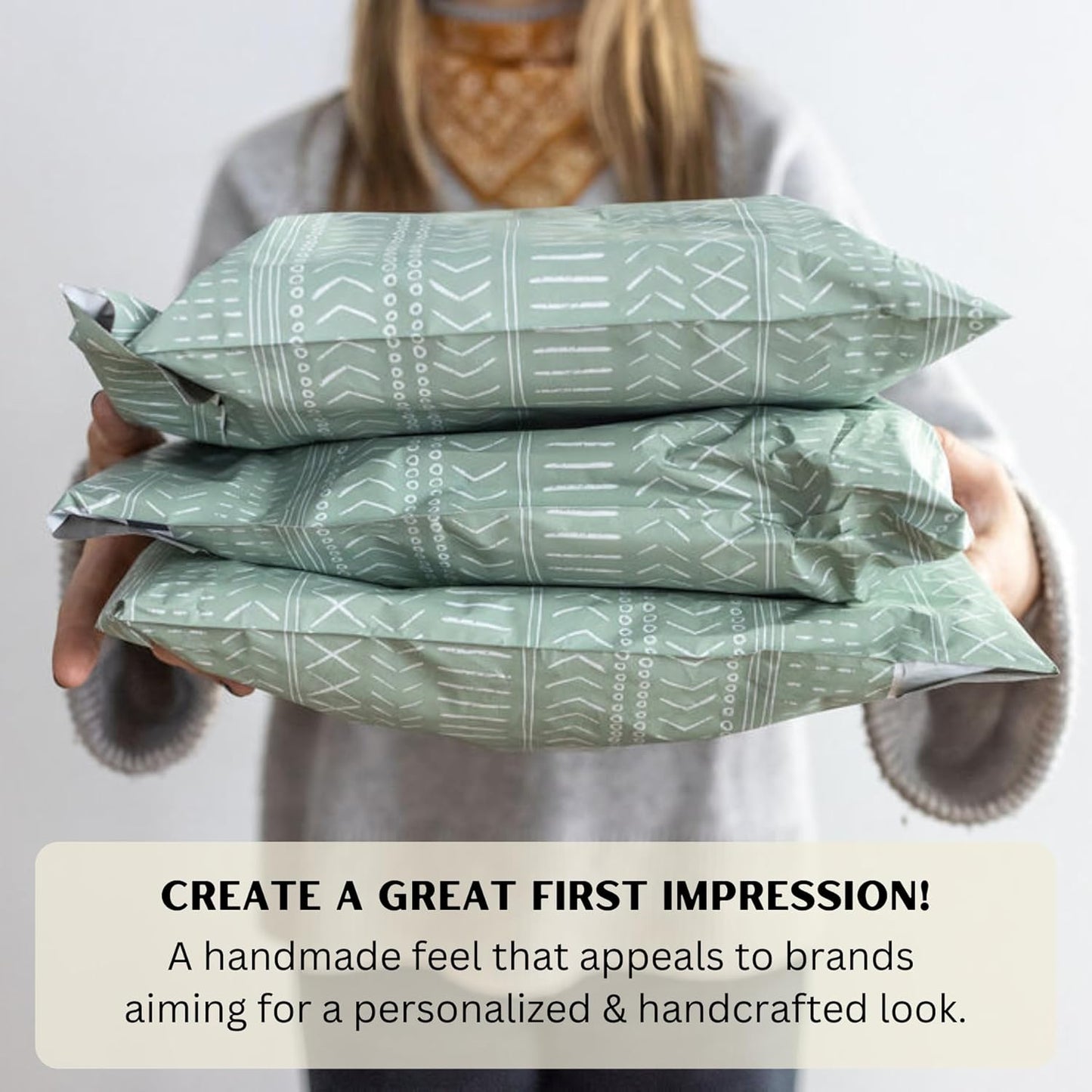 Poly Mailers 10x13 Inch 100 Pack Medium Shipping Bags Strong Thick Mailing Envelopes | Self Sealing Adhesive | Waterproof & Tear Resistant | Small Business Packaging for Clothing - Boho Sage Green