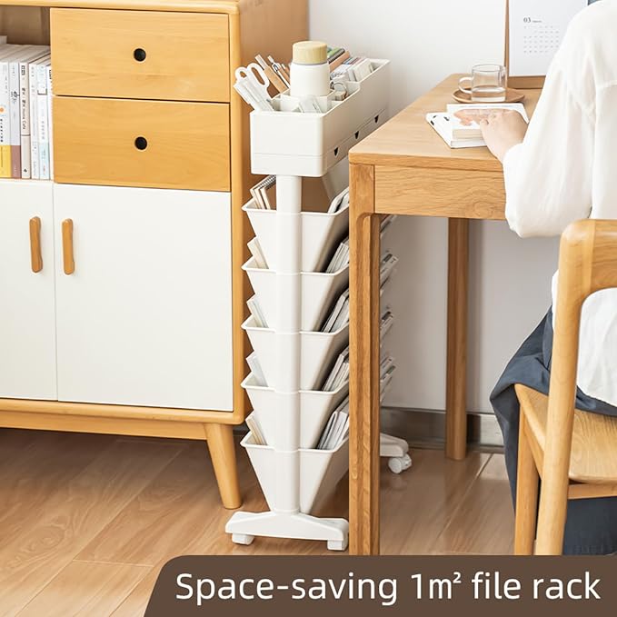 5 Tier Rolling Book Cart Multi-Functional Movable Storage Bookshelves | rolling bookshelf,Movable Storage Bookshelves with Lockable Wheels for Study Office Library Classroom,