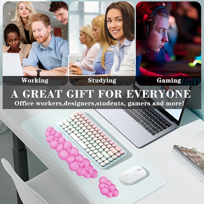 Gel Cloud Keyboard and Mouse Wrist Rest, Cute Wrist Support and Arm Support Keyboard Rest for Keyboard and Mouse Typing Pain Relief,Suitable for Office/Computer/Laptop/Gaming (Pink)