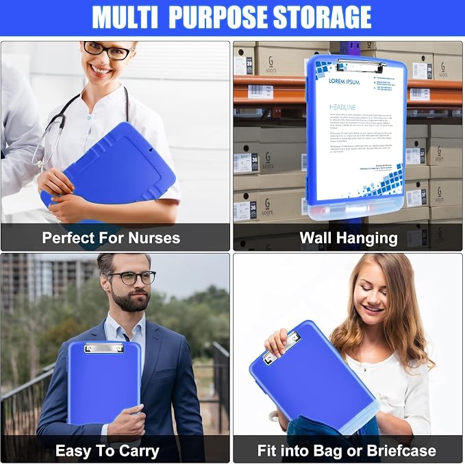 Clipboard with Storage Heavy Duty,Clip Boards 8.5x11 with Pen Holder,High Capacity Nursing Clipboard Case,Side Opening,A4 Letter Size for Office,School and Home,Dark Blue