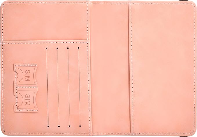 Passport Holder, Passport Cover with Credit Card Slot and Boarding Pass Slot Combo, Passport Wallet Case Book Travel Must Have, RFID Blocking Leather Travel Accessories, Pink