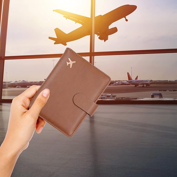 Melsbrinna Premium Leather Passport Holder Covers Case, Waterproof Rfid Blocking Travel Wallet Passport Holder with Pen Holder, Cute Passport Book for Women/Men