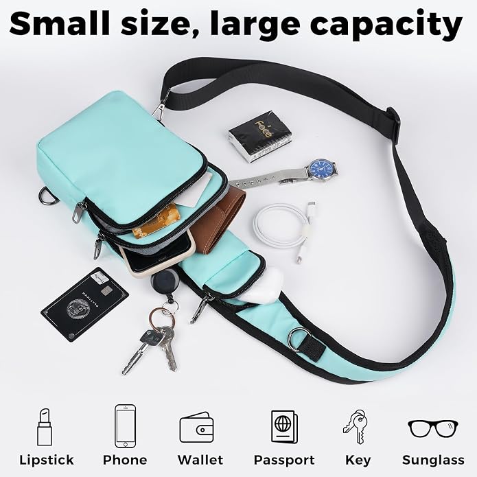 Sling Bag, Crossbody Bag with Zipper Lock, RFID Blocking & Water Resistant for Men and Women