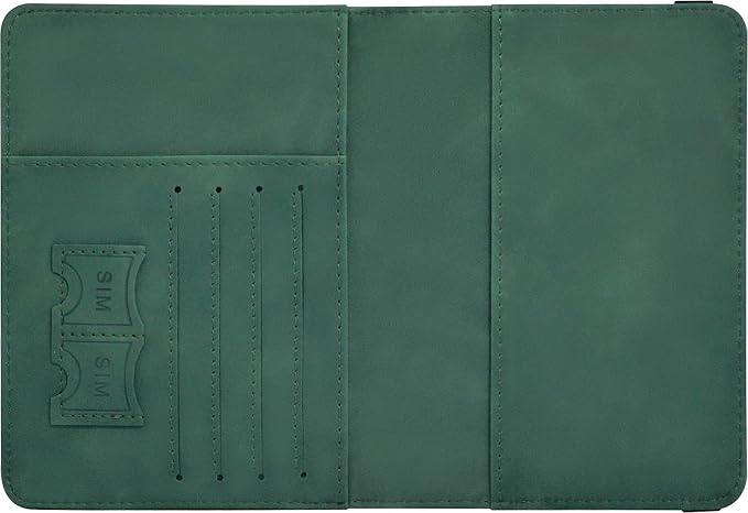 Passport Holder, Passport Cover with Credit Card Slot and Boarding Pass Slot Combo, Passport Wallet Case Book Travel Must Have, RFID Blocking Leather Travel Accessories, Atrovirens
