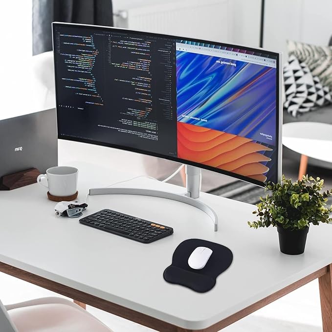 EooCoo Ergonomic Mouse Pad with Wrist Rest, Memory Foam Support Mousepad | Non-Slip Base for Computer, Cafe, Home & Office, 9.64 x 8.26 in Office Desk Accessories, Carpal Tunnel Relief