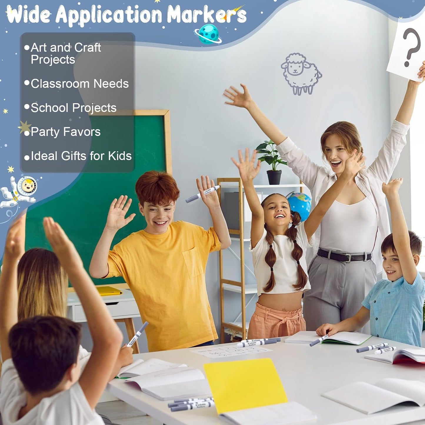 Janlaugh 60 Pcs Gray Washable Markers Bulk Coloring Broad Line Markers for Kids Conical Tip Gray Drawing Pens for Classroom Back to School Travel Art Baby Shower Gender Reveal Supplies, Ages 6+