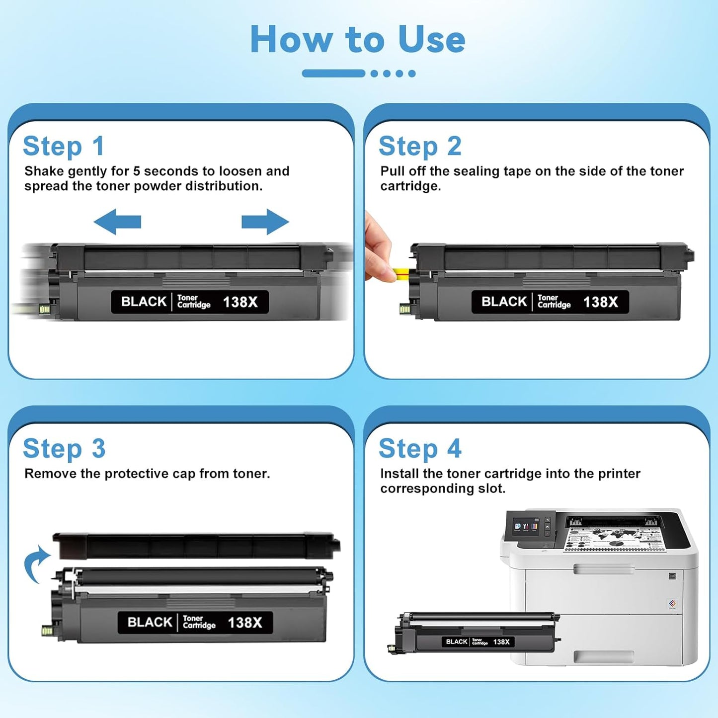 138X W1380X Toner Cartridge 2 Black with Chip Compatible for HP 138X Work with Laser Jet Pro 3001dw 3001fdw 3001, MFP 3101fdw 3101 High Yeild Printer Toner Cartridge 4,000 Pages