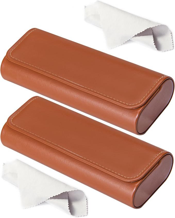 RayLove Hard Shell Glasses Case, Lightweight Leather Eyeglass Case, Travel-Friendly Sunglasses Protector for Men & Women