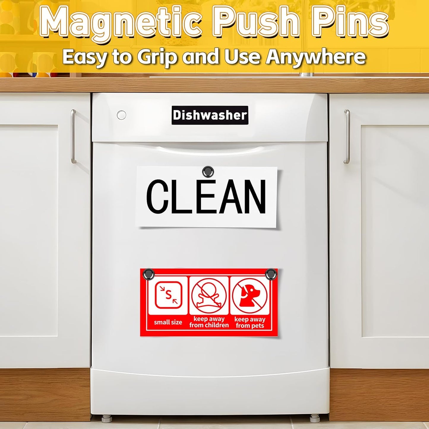 VNDUEEY 90 Pack Black Fridge Magnets, Refrigerator Magnets Strong Magnets for Whiteboard, Magnet Refrigerator, Small Magnet for Classroom, Kitchen, Office, Locker, Map Decorative