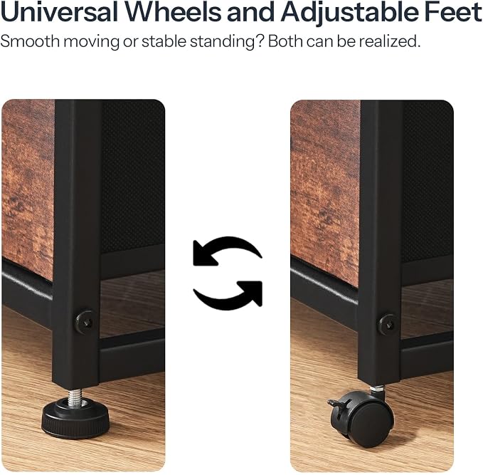 HOOBRO File Cabinet, 2-Drawer Vertical Mobile Office Cabinet, Rolling Printer Stand, for A4/Letter Size Files, Nonwovens Drawer, for Home Office, Rustic Brown BF21WJ01