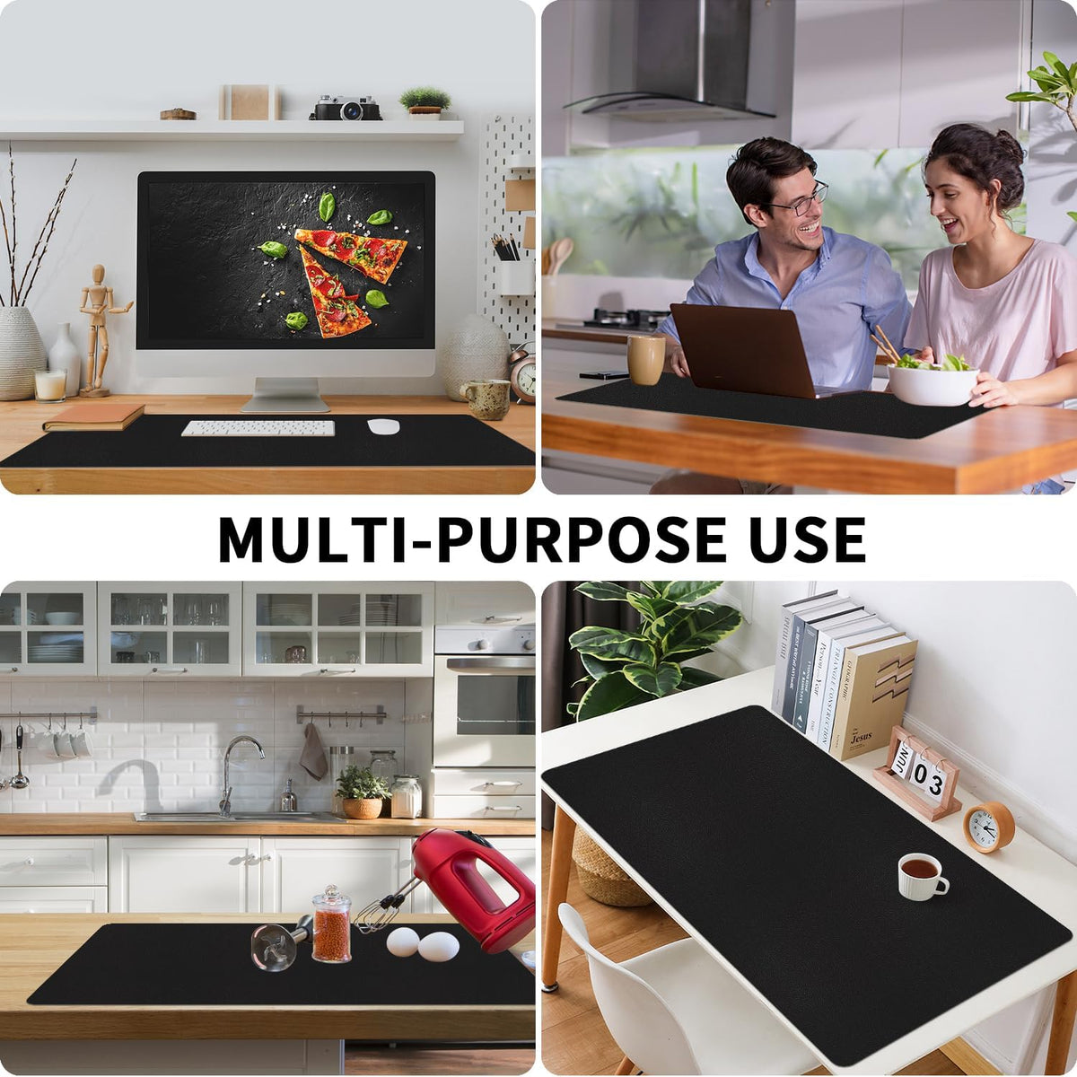 Bloss Black Desk Mat, Leather Desk Pad, Desk Matt for Desktop, Waterproof Desk Pad Mat, Computer Mat for Office Work/Home/Decor/Desk Protector/Cover(31.5 x 15.7 Inches)