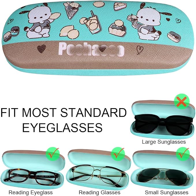 ADBGV Cute Stylish Hard Shell Eyeglasses Cases Protective Case Storage Box With Glasses Cloth Eyeglass Strap for Girl Teen