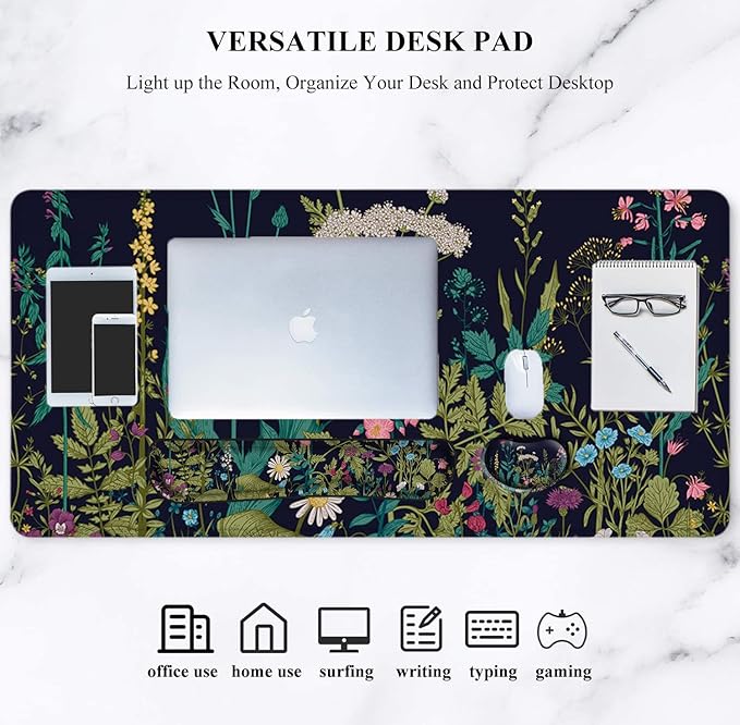 LATEEFAH Desk Mat, Mouse Pad with Wrist Rest, 4-in-1 Large Mouse Pads for Desk, Ergonomic Mouse Pad and Keyboard Wrist Rest Gaming Keyboard Mat for Office, Home