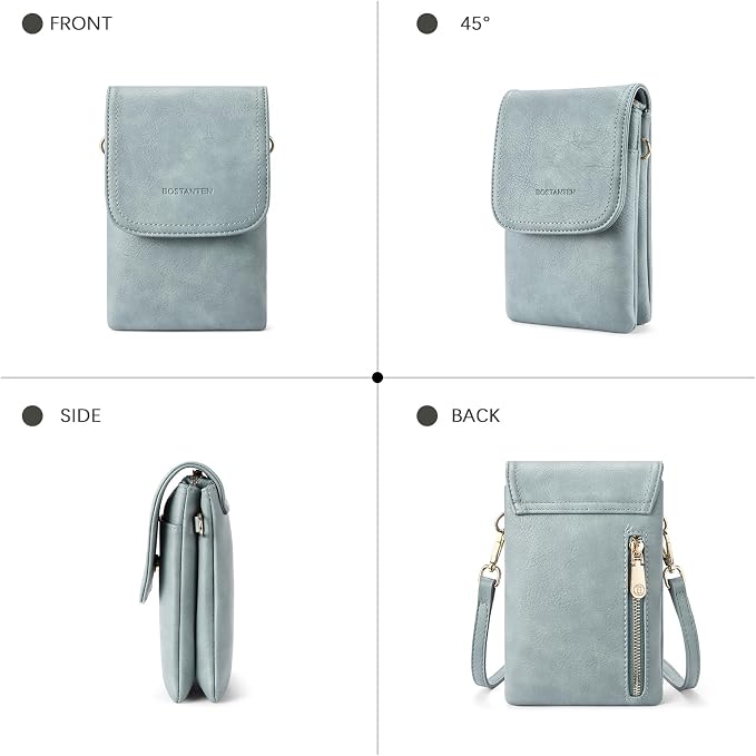 BOSTANTEN Small Crossbody Bag for Women Designer Cell Phone Purse | Vegan Leather, Multiple Pockets, Card Slots, Compact Size for Phone, Cards and Keys, Daily Travel Shopping Use