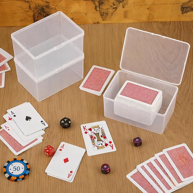 Vicenpal Playing Card Boxes Snaps Closed Clear Plastic Cases Poker Gaming Playing Cards Trading Card Storage Boxes Compatible with MTG TCG 100 Game Cases 4.3 x 2.95 x 2.2 Inches (30 Pcs)