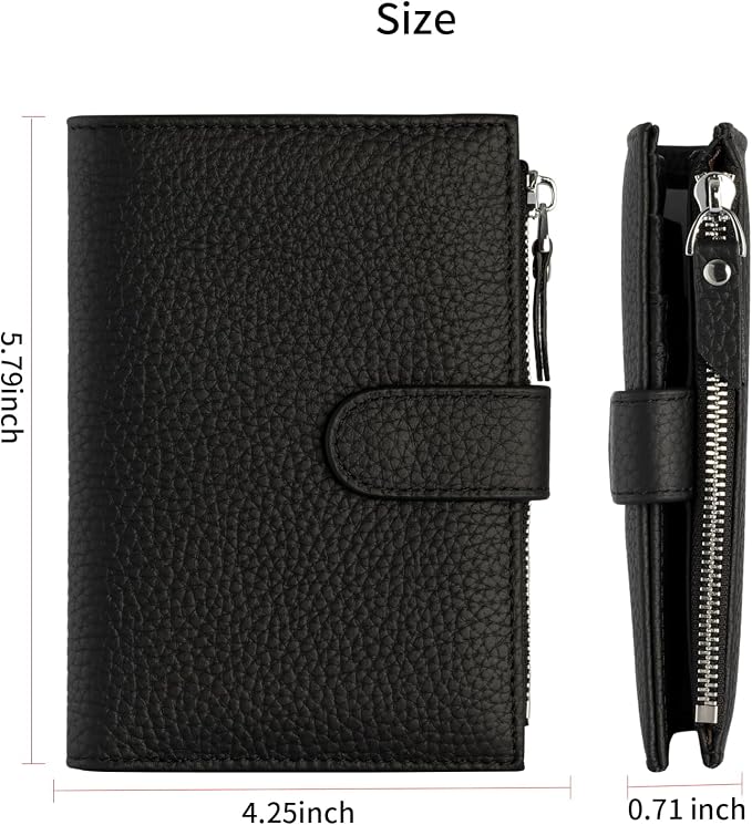Passport wallet and Card Slot Combo RFID Blocking Leather Travel Passport Wallet for Men and Women with Zippered Coins Pocket Passport holder, Black
