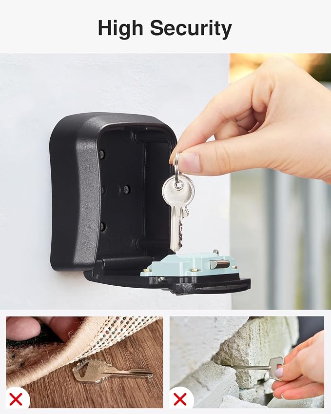 Puroma Key Lock Box Combo Wall-Mounted Storage Safe Lockbox Home Office | Outside, Portable, Wall Mount, Resettable, Combination, Weatherproof, High-capacity, Hold 5 Keys, Contractor Guest Realtor