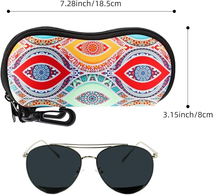 MoKo Sunglasses Soft Case Ultra Light Neoprene Zipper Eyeglass Case for Men Women
