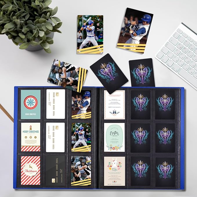 Card Binder, Upgraded 9 Pockets Trading Card Collection Binder for Cards, 360 Card Book Holder Album for Yugioh, MTG, TCG, Magic, Sports Cards - Blue