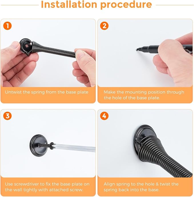 Ravinte Door Stoppers, 48 Pack Black Spring Door Stops with Rubber Bumper, Door Stoppers for Bottom of Door