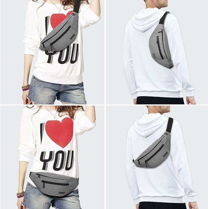 Crossbody Bags for Women Men Travel Essentials Fanny Pack Belt Bag | 4-Zipper Pockets,Key Chain,Polyester,Fit All Phones,Perfect Gifts Enjoy Festival Sports Yoga Traveling Workout Running Casual