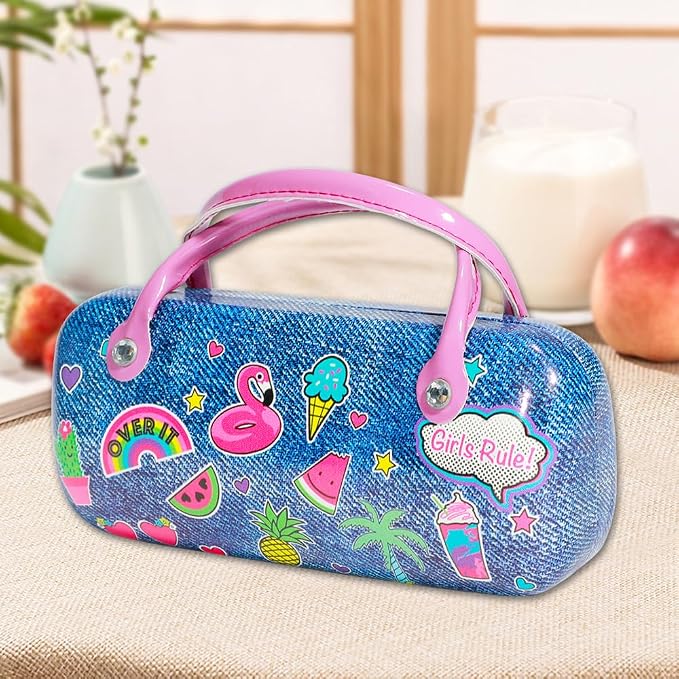 PERFECTSIGHT Hard Shell Eyeglasses Case, PU Leather Protective Glasses Case, Cute Eyeglass Case for Women Men Girls