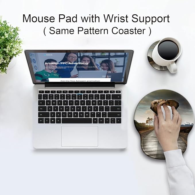 Ergonomic Mouse Pad with Wrist Rest Support,Gel Mouse Pads for Desk | Big Mousepad With Coaster Non-slip & Pain Relief for Computer, Home&Office Desk Decor