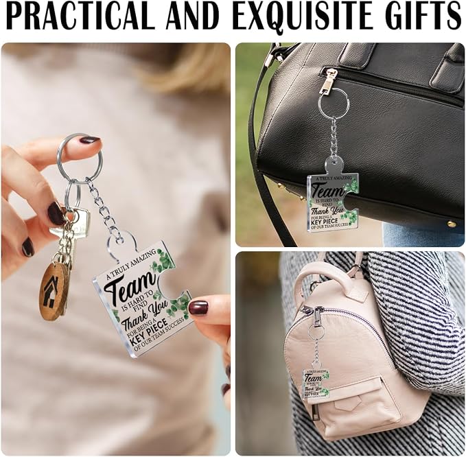 Team Appreciation Gifts Bulk Thank You Keychains for Coworkers | Gift Set for Employee, Staff, Teachers, Teamwork Puzzle Piece Keyring, Acrylic