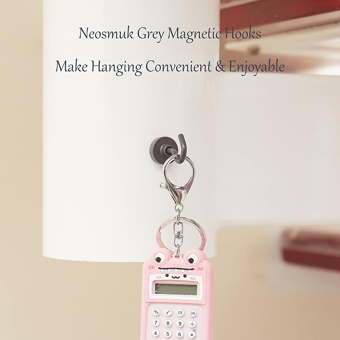 Neosmuk Magnetic Hooks, Heavy Duty 30lb+ Strong Magnet Hook for Cruise Cabins, Cruise Essentials 2026 for Hanging, Metal Wall Refrigerator Hangers (Grey, 15 Pack)