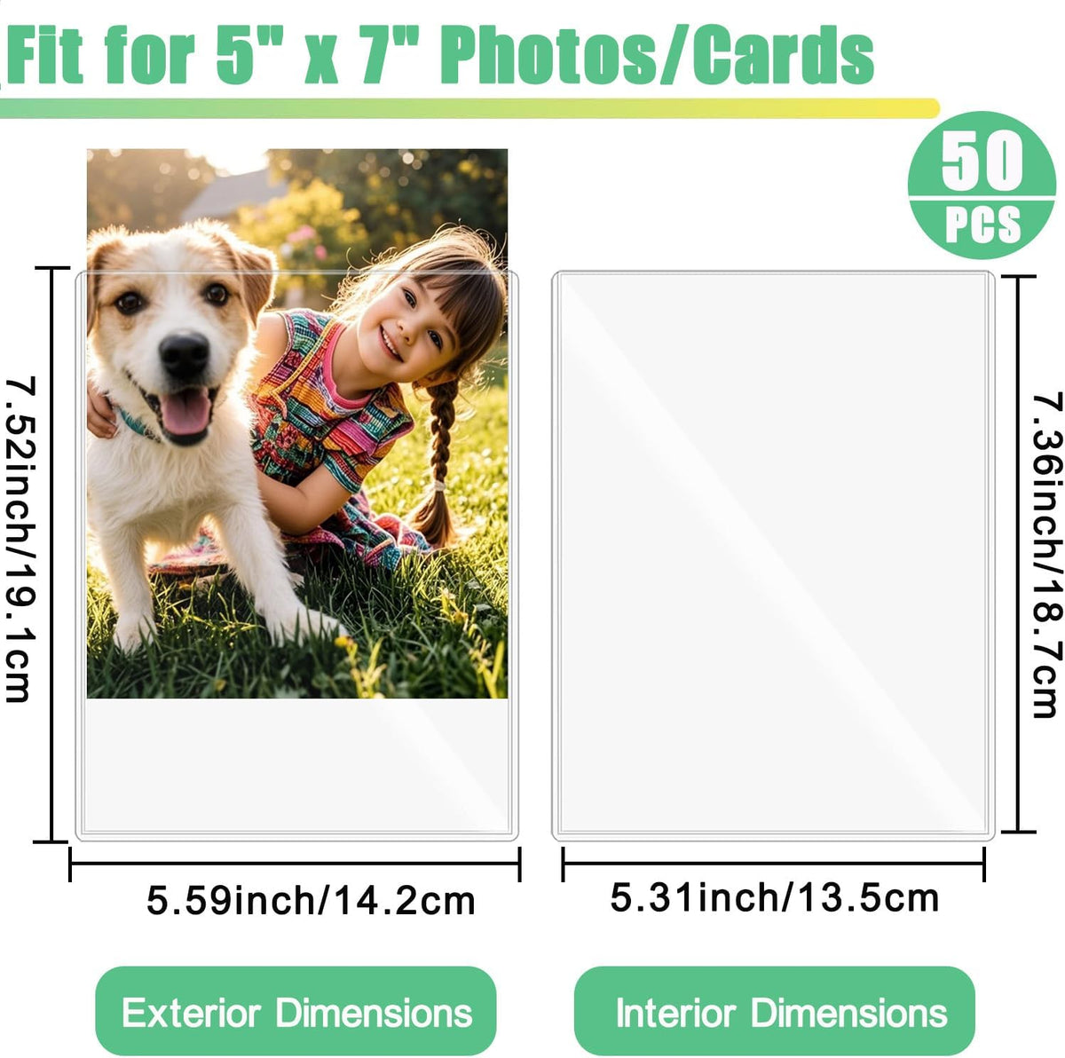 50PCS 5" x 7" Clear Rigid Card Sleeves – Waterproof Hard Plastic Protectors for Postcards, Prints, Photos, Trading & Sports Cards – Top Load Jumbo Sheet Holders