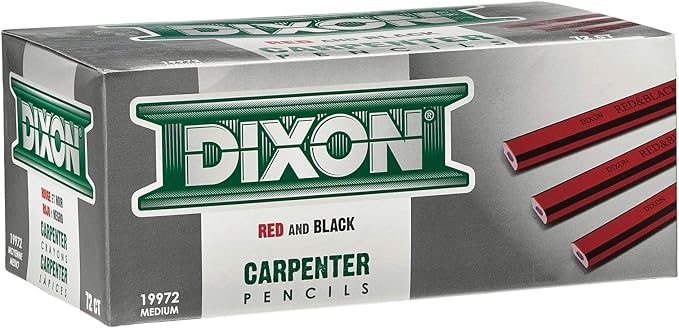 Dixon ORIOLE CARPENTER PENCIL, MEDIUM, BLACK LEAD, RED BARREL, DOZEN