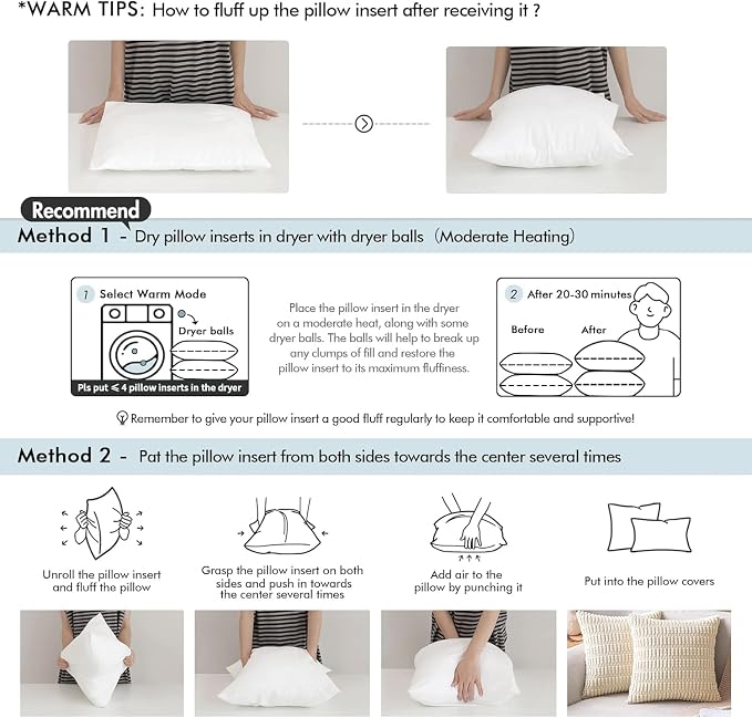 MIULEE Pillow Insert 15x15 Inch Decorative Square Throw Pillow Inserts | Premium Fluffy Pillow Forms Sham Stuffer for Sofa Couch Living Room