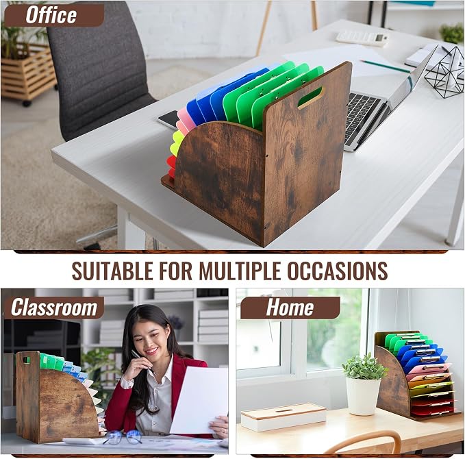 Wonderjune 1 Pack Clipboard Holder Wooden Metal Clipboards Storage Rack with Raised Side Panel, Back to School Supply for Classroom Office School Teacher, Clip Boards Not Included(Black Vintage)