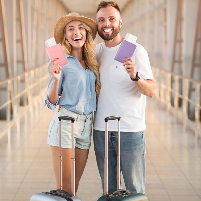 2 Pcs Passport Cover Holder for Travel Waterproof Leather Passport Wallet Case Book Travel Cruise Essentials for Women Men | 2 Pieces