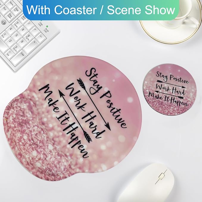 Ergonomic Mouse Pad with Wrist Rest Support,Gel Mouse Pads for Desk | Big Mousepad With Coaster Non-slip & Pain Relief for Computer, Home&Office Desk Decor
