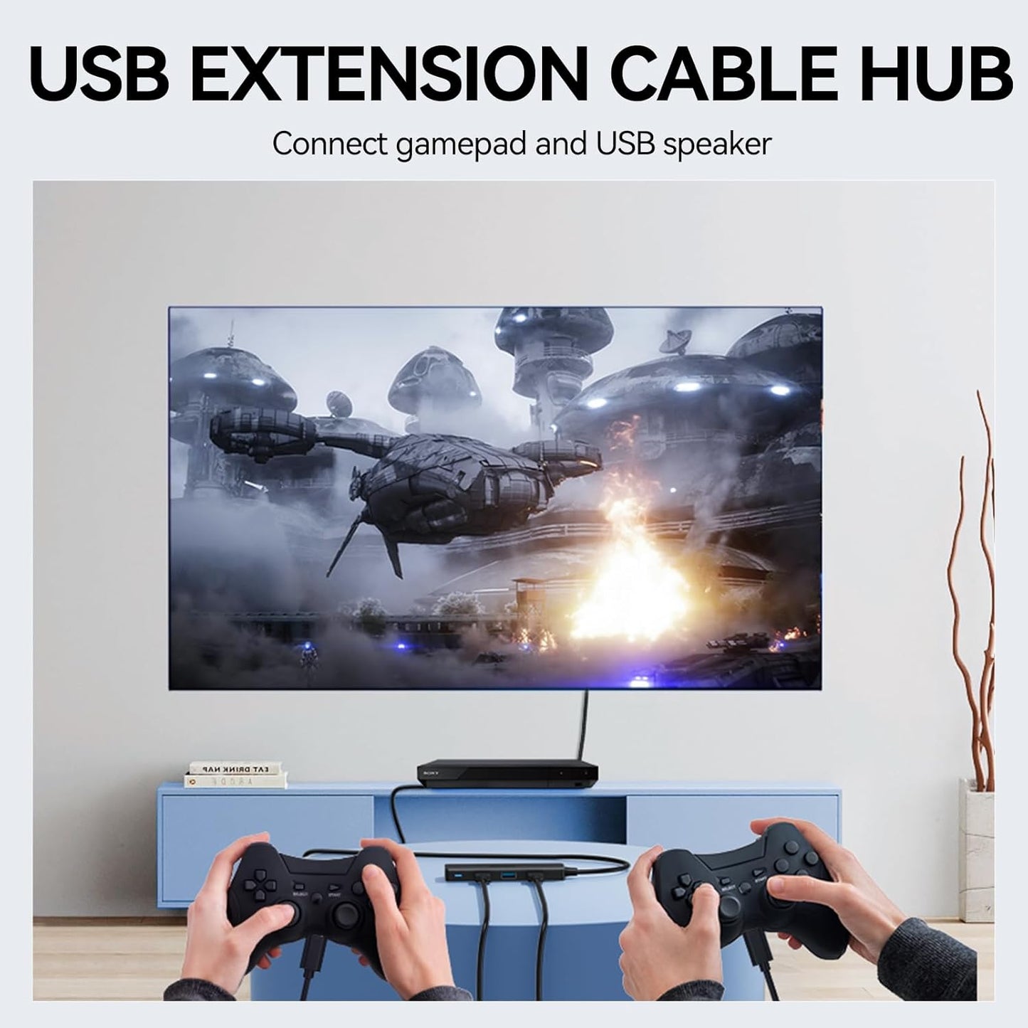 Aceele USB C/A Hub for Laptop, Ultra Slim USB Splitter 4 Port USB 3.0 Data Hub, Multi USB Port Expander with 4Ft Long Extension Cable for Desktop Mini PC,MacBook Air/Pro, iMac, PS5, Flash Drive
