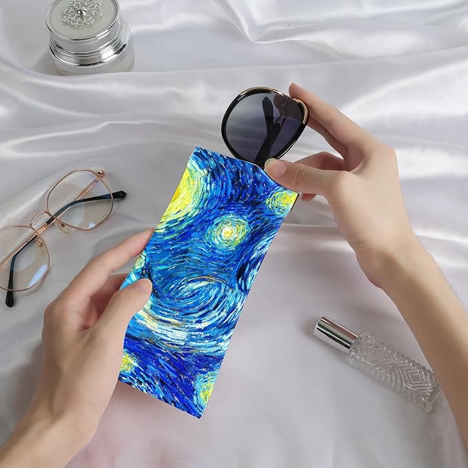Anikathy 2Pcs Sunglass Eyeglass Glasses Case Soft PU Leather with Cleaning Cloth Cute Glasses Pouch Bag for Men Women Girs