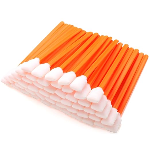 AAwipes Foam Sticks Cleaning Swabs (50 pcs 5.25" Large Rectangular Foam Tips, Orange) Cleanroom Cleaning Swab Sponge Stick for Inkjet Printer, Optical Instruments, General Cleaning (C714C)