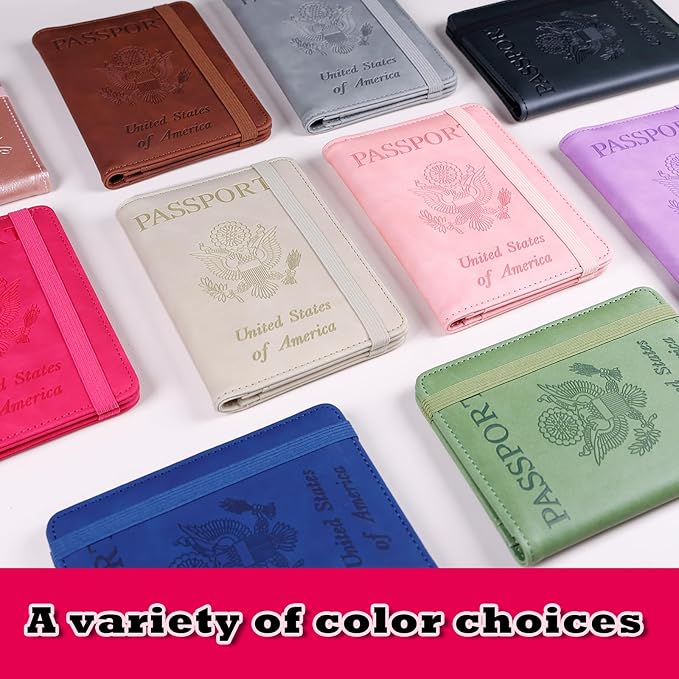 Melsbrinna Premium Leather Passport Holder Covers Case, Waterproof Rfid Blocking Travel Wallet Passport Holder with Pen Holder, Cute Passport Book for Women/Men