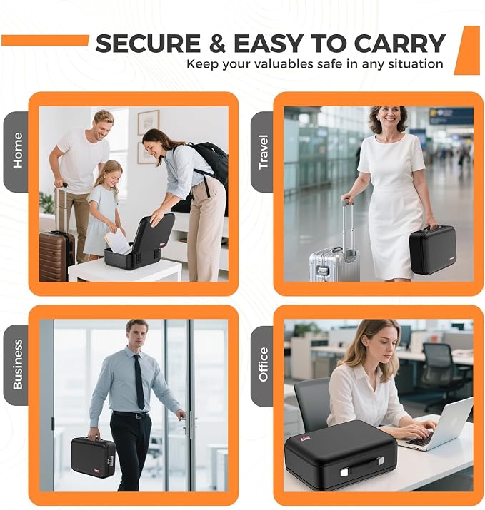 Fireproof Document Box, Waterproof Safe Box with Combination Lock | Upgraded Fireproof, Water-Resistant Document Organizer Box with Multi-Compartment Storage for Home, Office, and Travel Use