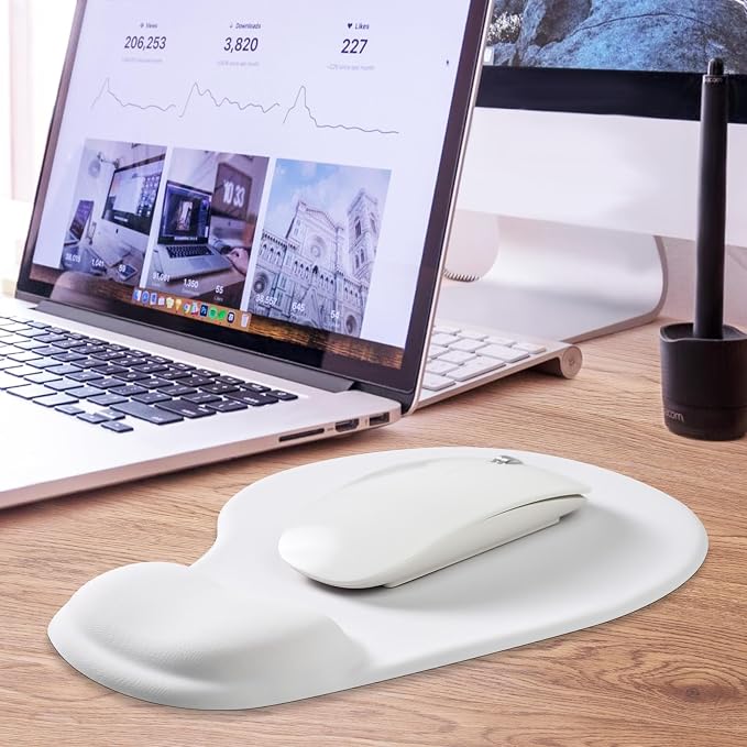 JIKIOU Ergonomic Mouse Pad with Gel Wrist Rest 2 Pack, Portable Small Blank | Upgraded-Prevent Gel Leakage, Ergonomic Design for Pain Relief, Cooling Gel filled, Smooth Lycra Surface, Non-Slip PU Base
