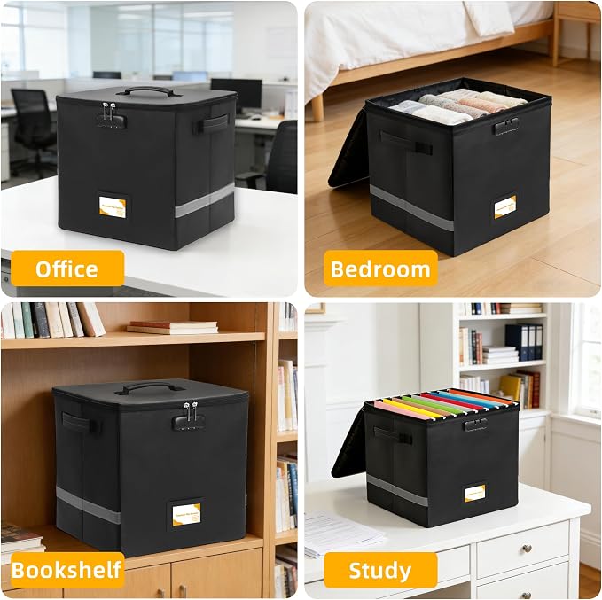 Next of Kin Box Organizer with Labels,Estate Planning Organizer Kit | Fireproof Home & Office Organization with Family Document Guide,Foldable Document Organizer for Family,Combination Lock