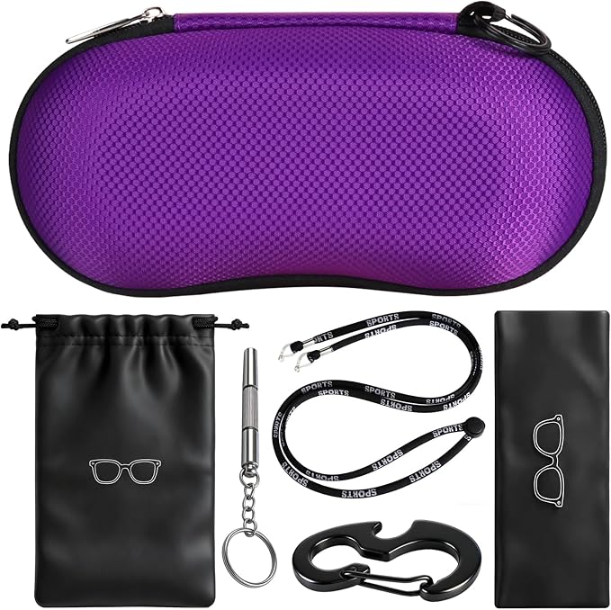 RayLove Sunglasses Case Hard Shell, Crush Resistant Eyeglass Case with Zipper, Lightweight Sunglasses Travel Case